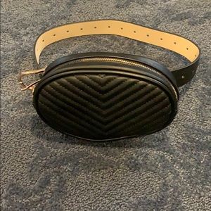 Chevron faux leather belt bag